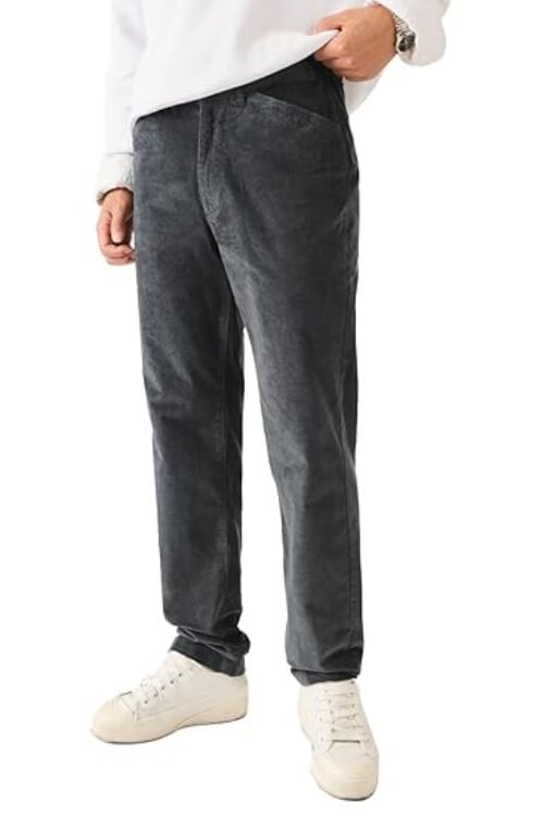 TSS Corduroy Pants: Charcoal Grey Men and Boys Regular Fit Pants