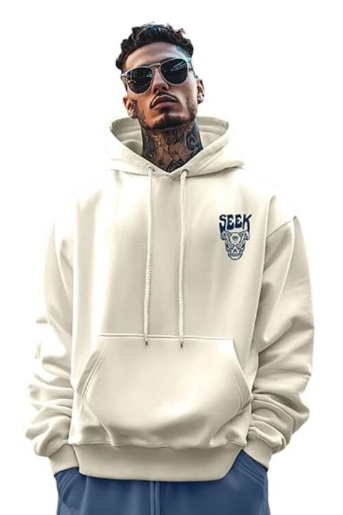 Veirdo? Cotton Poly Fleece Oversized Hooded Sweatshirt Baggy Fit Stylish Pocket Graphic Printed Hoodie for Men (Available in Sizes: S to 3XL)