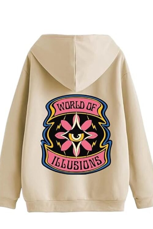 Veirdo? Cotton Fleece Regular Fit Full Sleeve Hooded Sweatshirt Front and Back Graphic Printed Jumper Hoodie for Men
