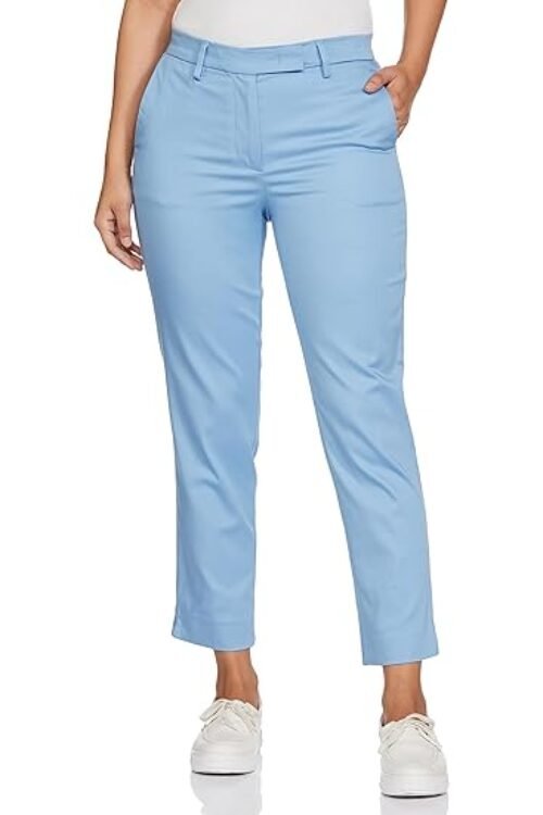 Marks & Spencer Womens Solid Mid Rise Slim Fit Trouser
