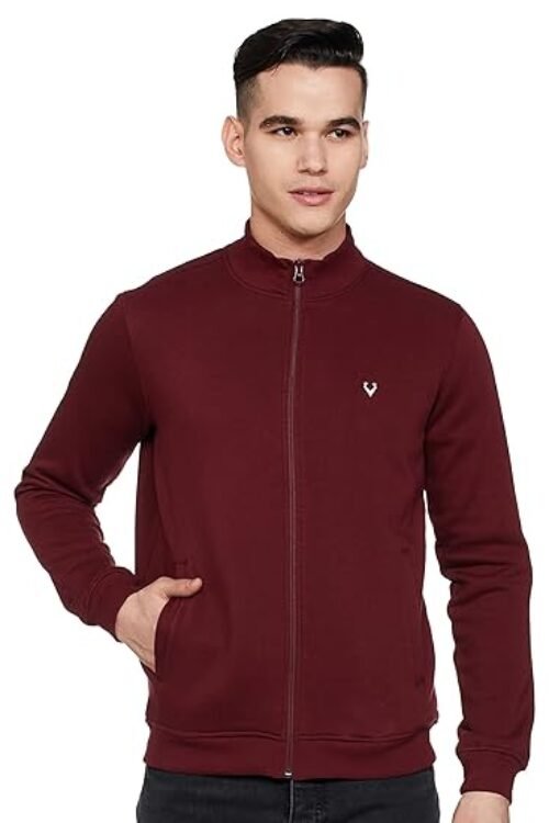 ALS Men’s Cotton High Neck Casual Zipper Sweatshirt