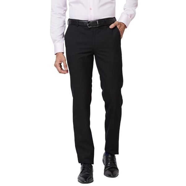 Raymond Men Slim Fit Solid Pattern Poly Viscose Blend Pleatless Formal Trouser