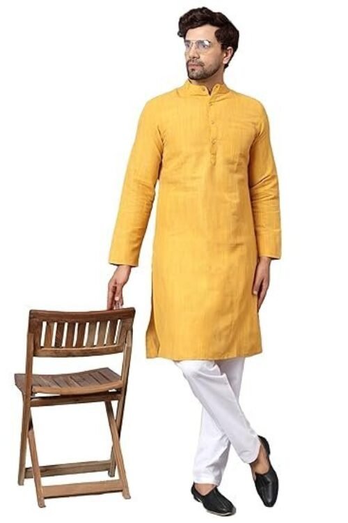 LATEST CHIKAN Men’s Cotton Long Kurta Full Sleeves – Casual Ethnic Wear