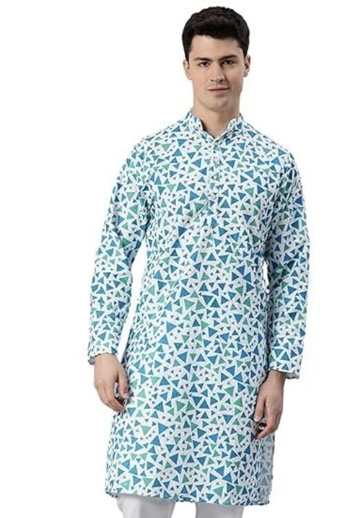 Majestic Man Men Cotton Blend Chikankari Embroidered Sequinned Regular Kurta