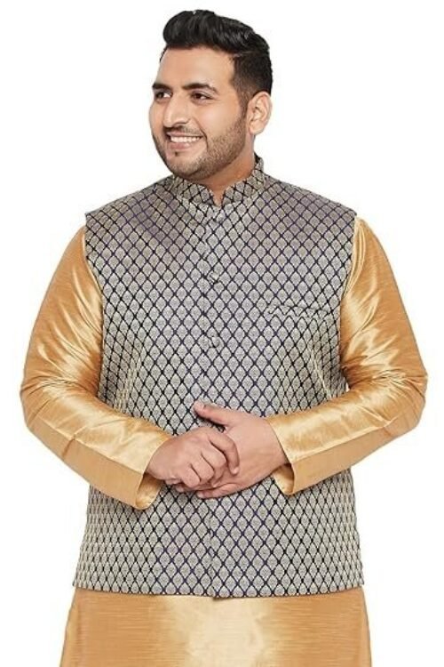 Vastramay Plus Men’s Silk Blend Nehru Jacket