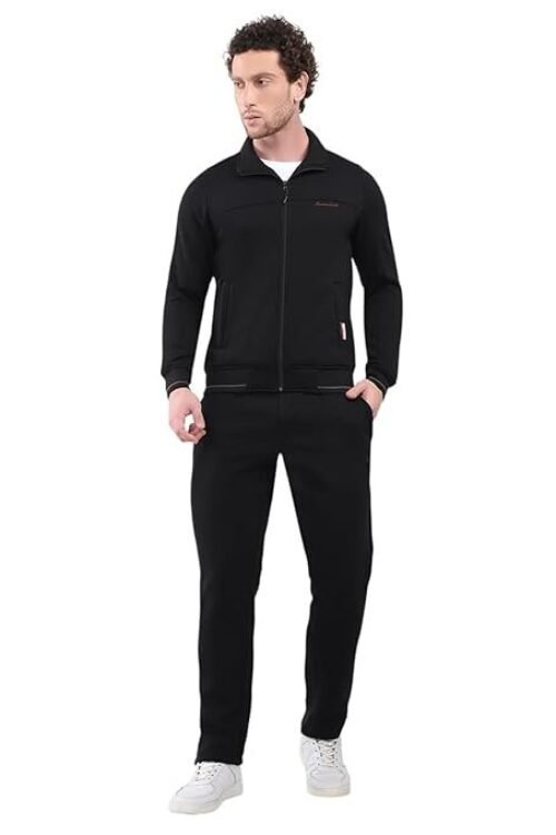 Monte Carlo Men’s Regular Fit Collared Neck Full Sleeve Solid Winter Tracksuit | Soft Warm Material | Stylish Sports & Casual Winter Wear for Men (Pack Of 1)